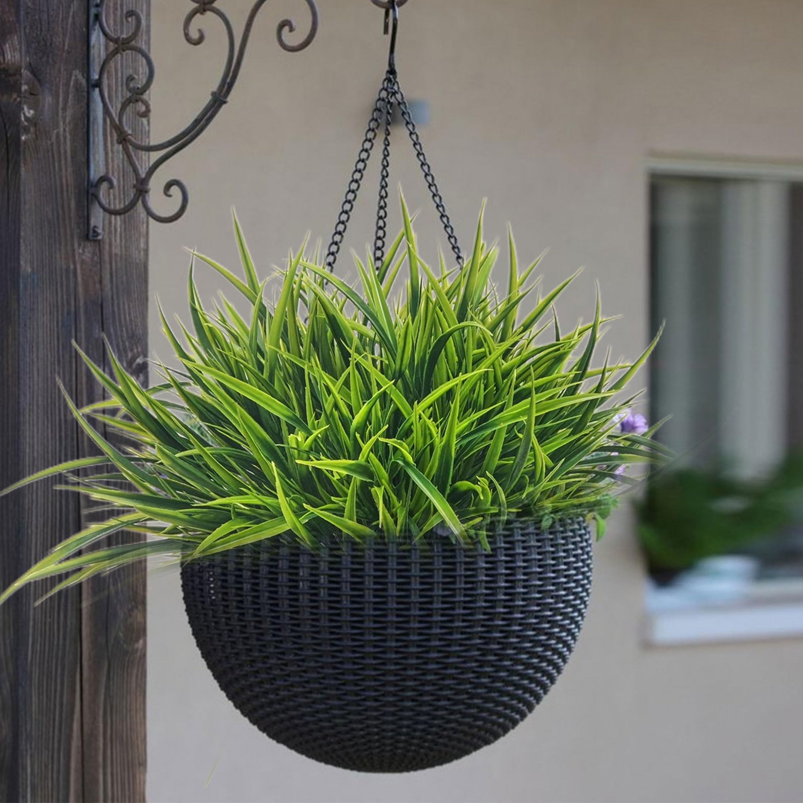 12 Bundles Artificial Outdoor UV Resistant Fake Grass Faux Plastic Greenery