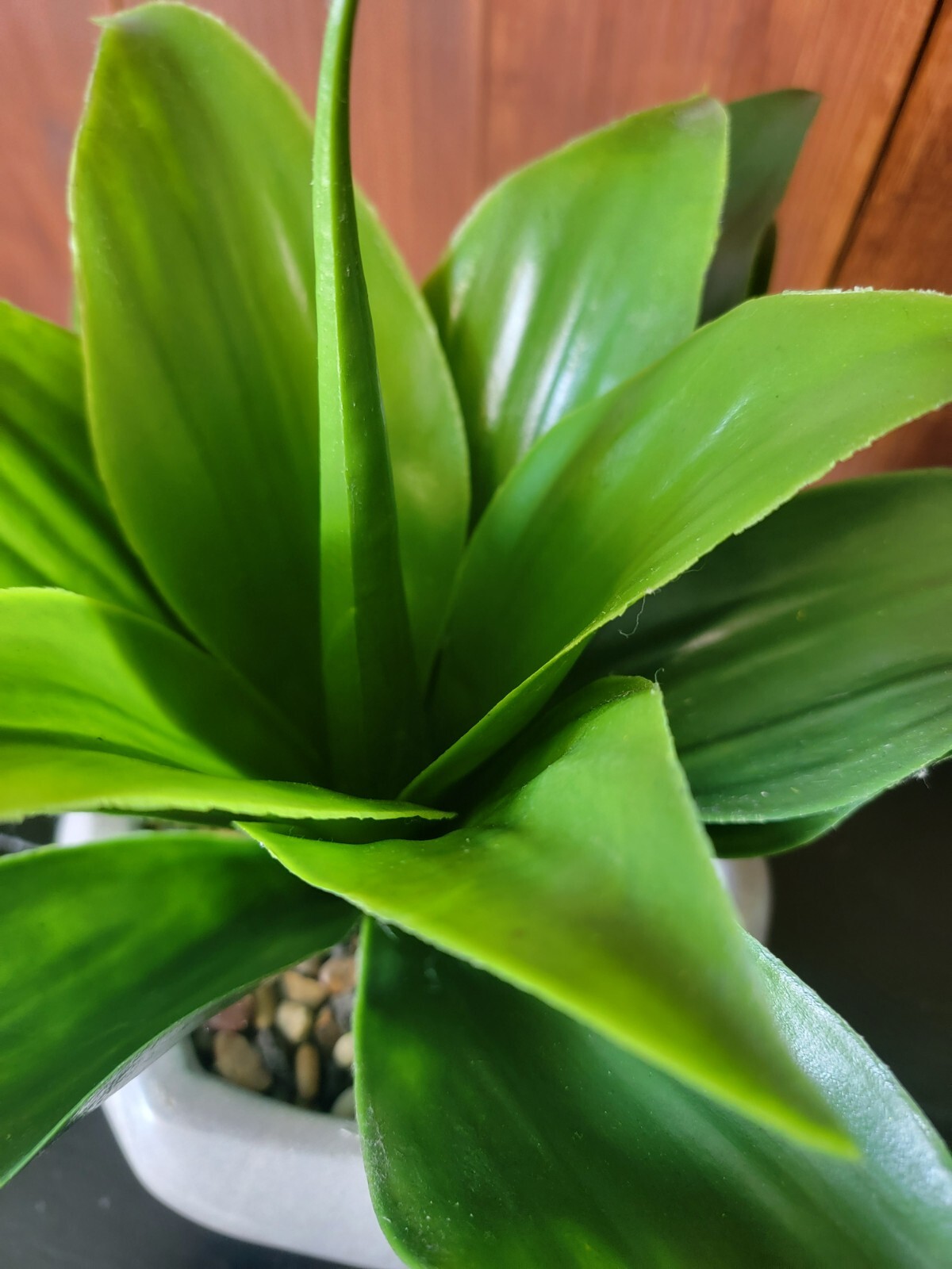 Large Artificial Green Leafy Plant Decor in Gray Hexagon Ceramic Pot 13.75″ Tall