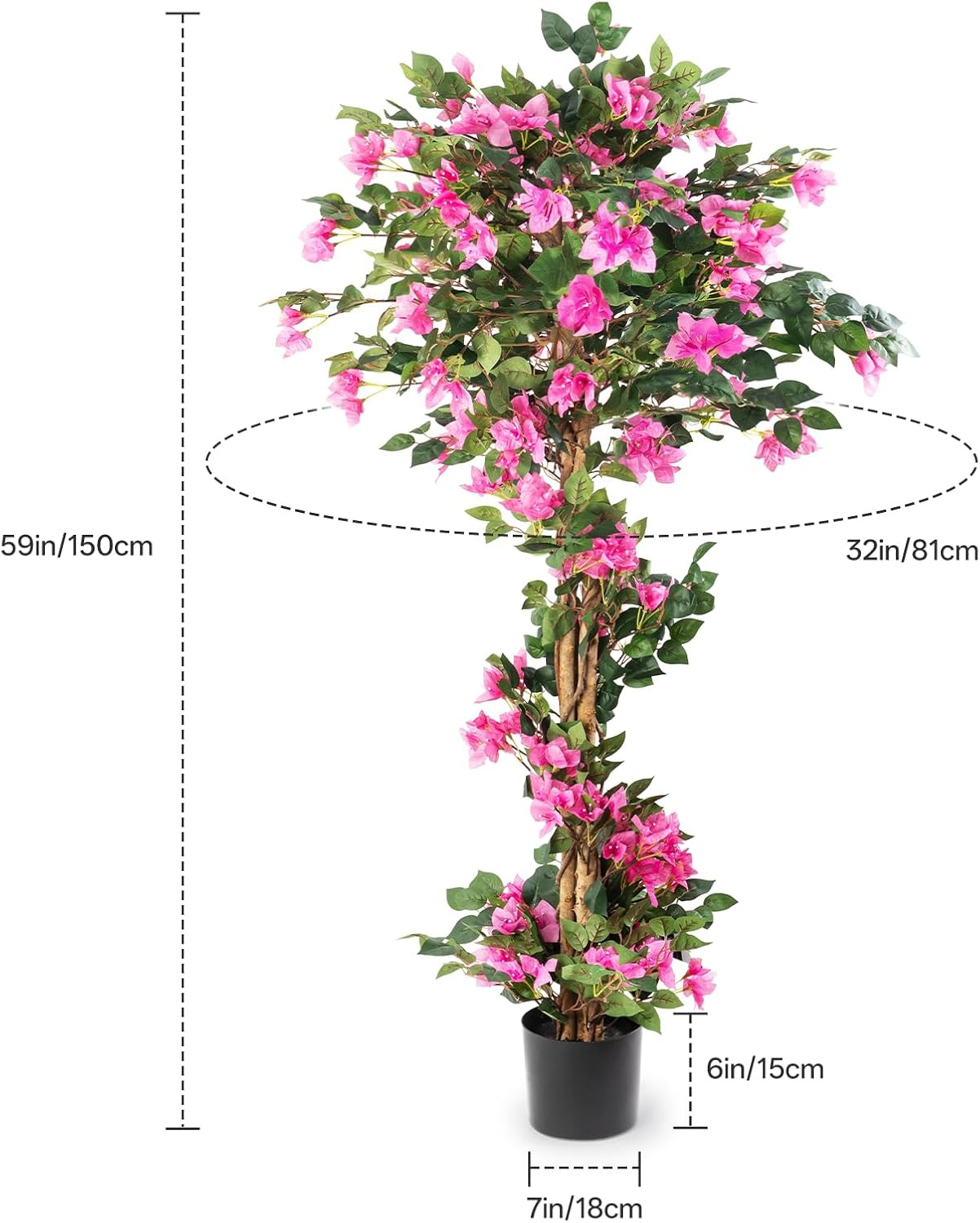 2Pack 5FT Pink Bougainvillea Trees – Faux Silk Indoor/Outdoor Decor