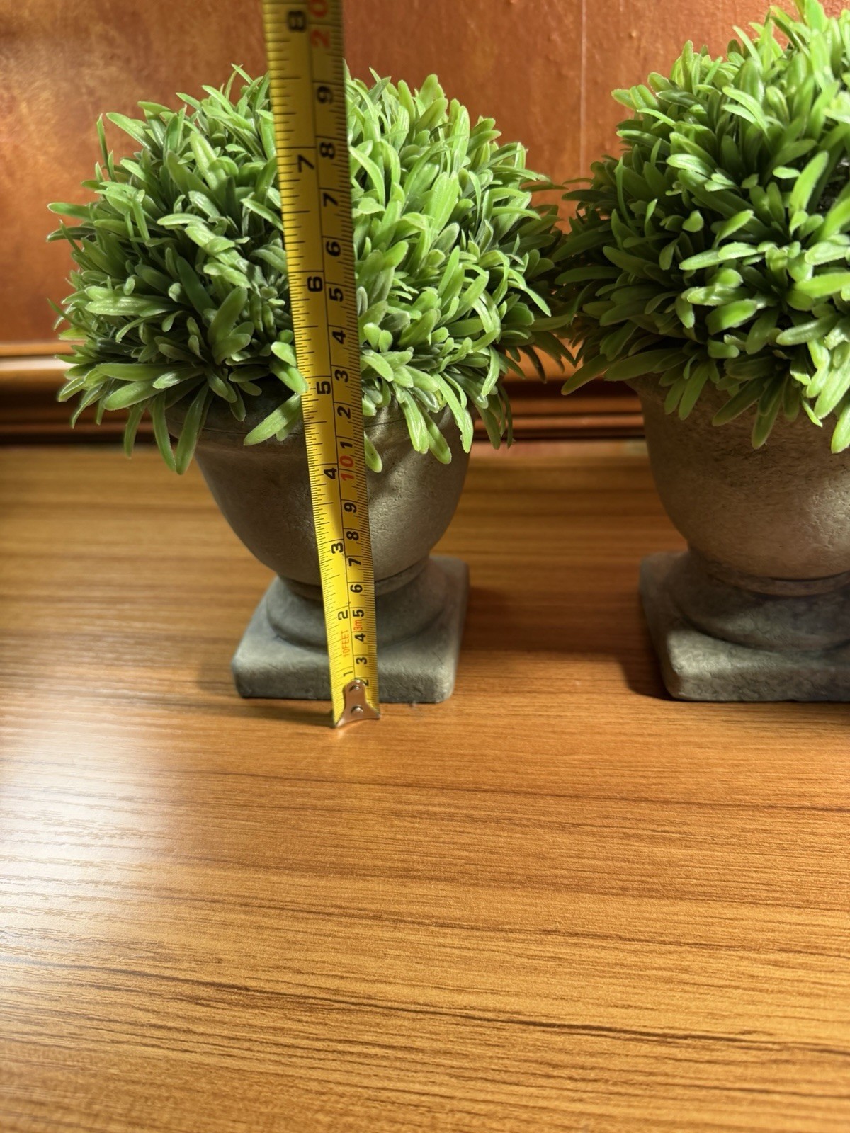 Set of 3 Artificial Podocarpus Faux Grass Plant Pot- Round 7.5” Decorative
