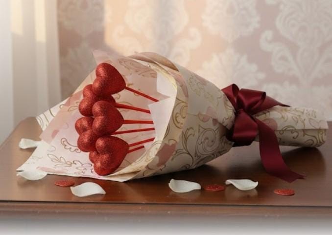 Red Glitter Heart Picks Valentine’s Day Picks Home For Baskets Party Supplies