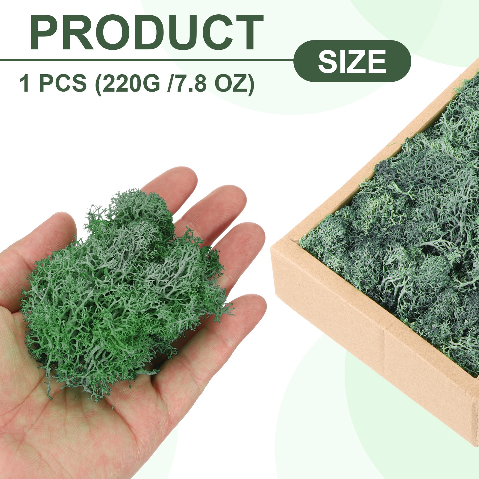 7.8oz Preserved Reindeer Moss, Grass Green Decorative Artificial Fake Moss