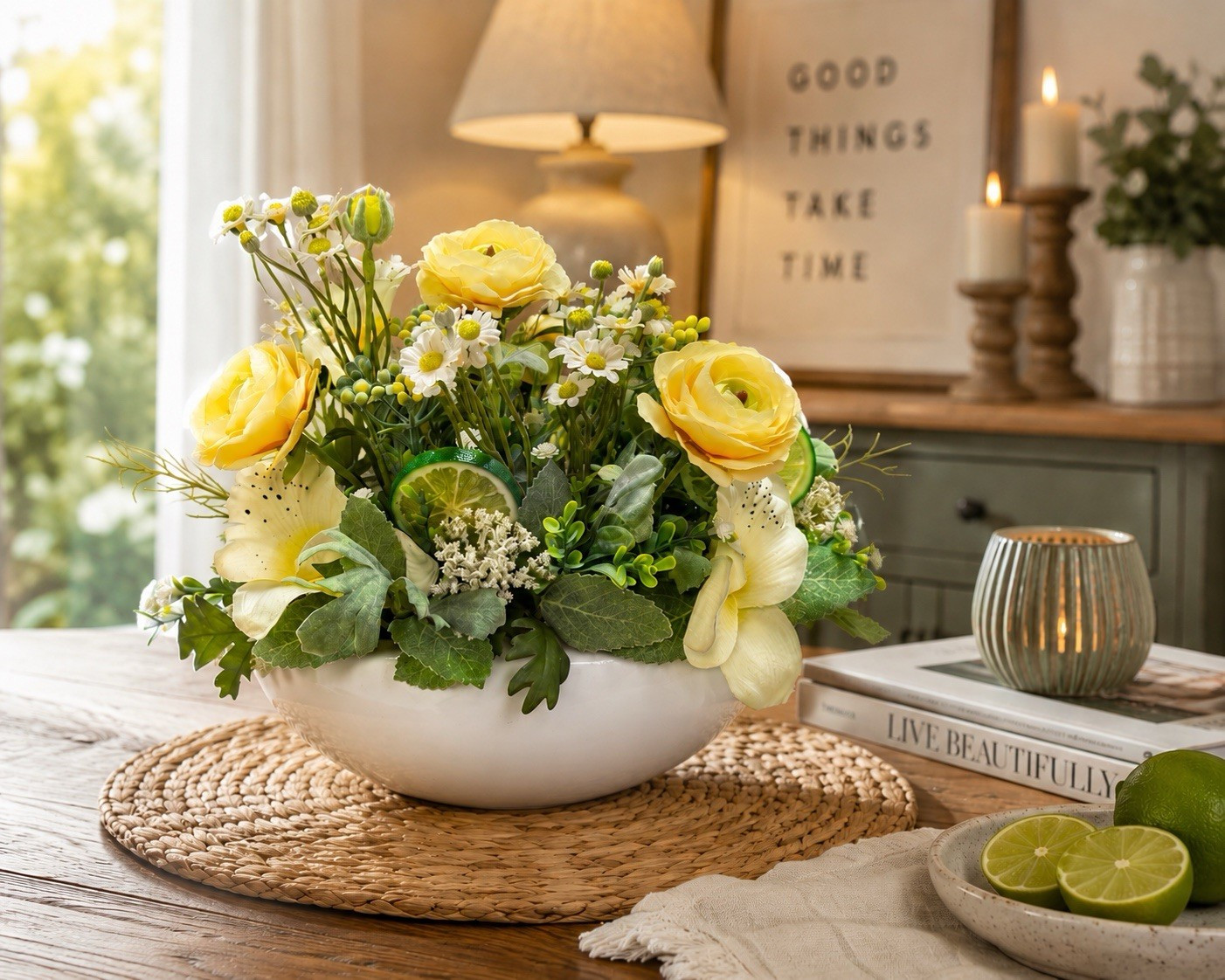 Handmade Yellow Spring Citrus Table Centerpiece