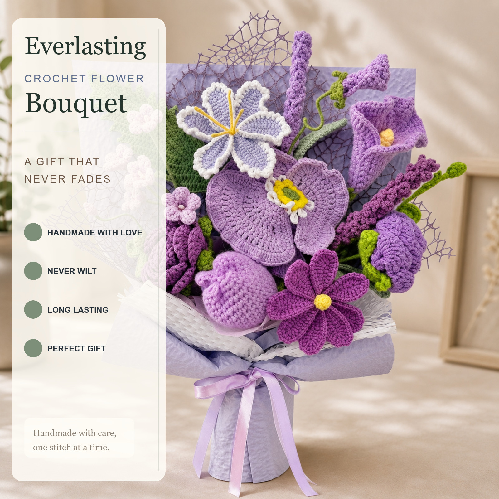 Luna Veil Crochet Flower Bouquet Premium Ready to Gift Home Decor