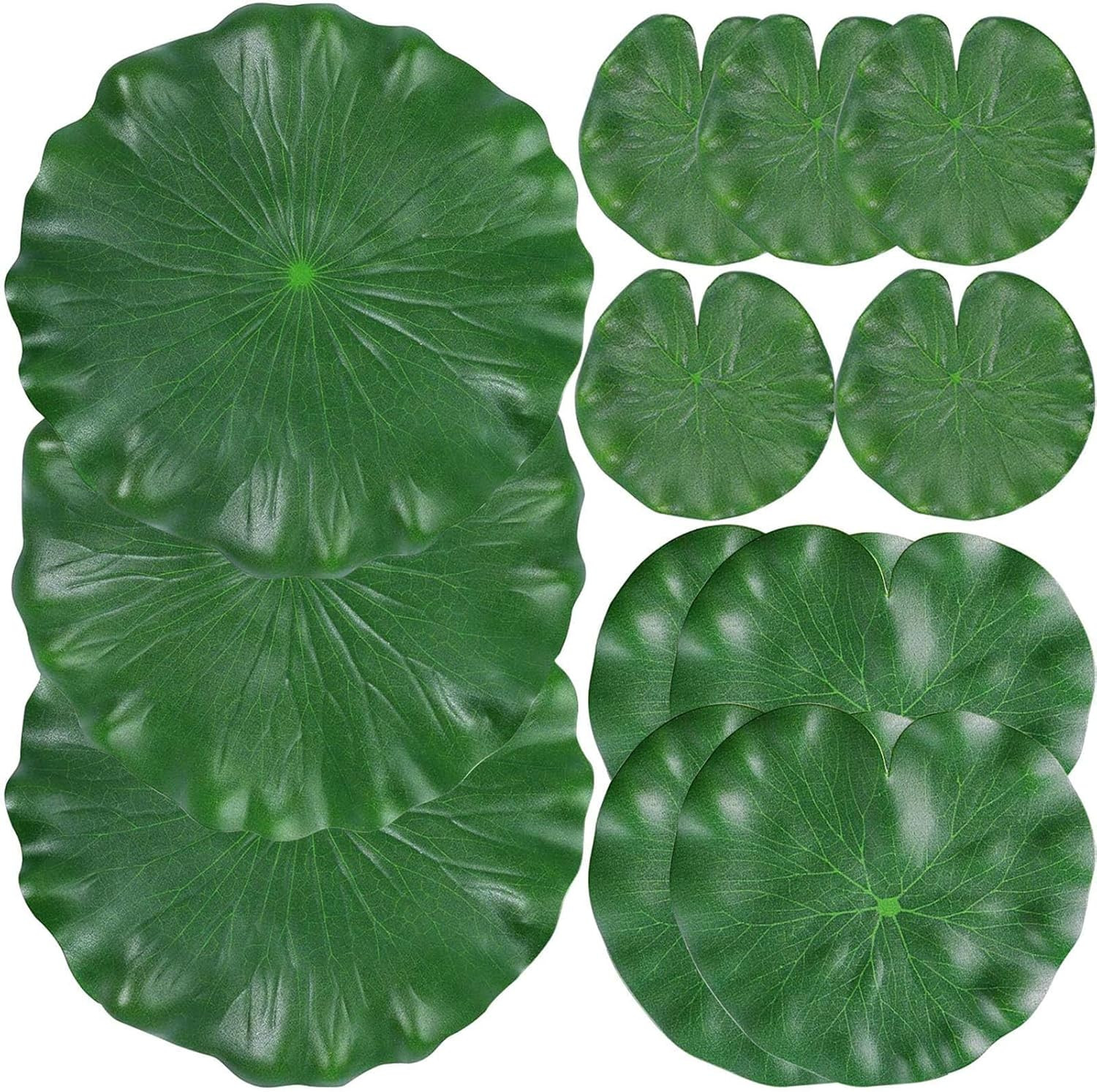 12 Pieces Realistic Lily Pads Leaves, Artificial Floating Foam Lotus Leaves