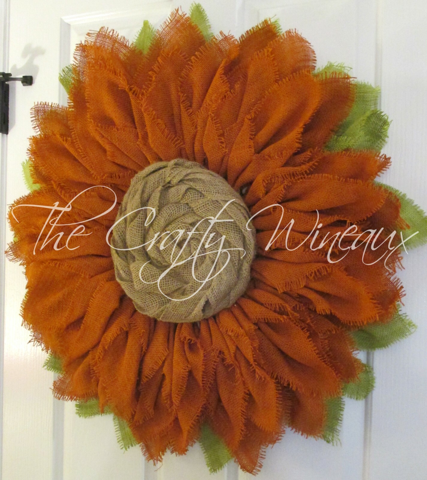The Crafty Wineaux – Extra Thick 25″ Burnt Sienna Burlap Sunflower Wreath