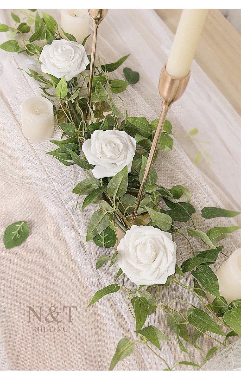 Floroom Artificial Flowers 25pcs Real Looking Ivory Foam Fake Roses with Stems