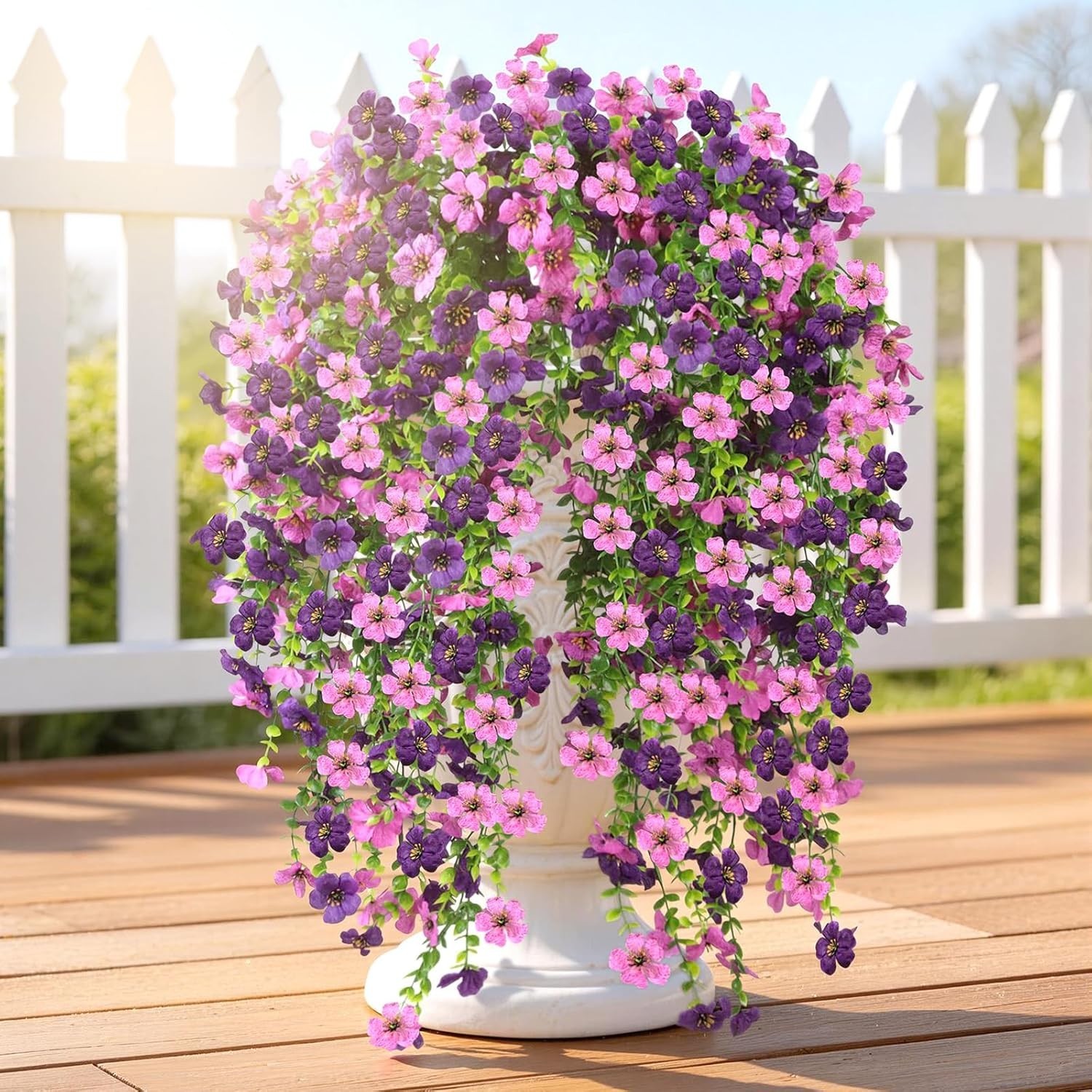 Artificial Hanging Flowers for Outdoors, 6PCS Faux Silk Artificial Flowers fo…