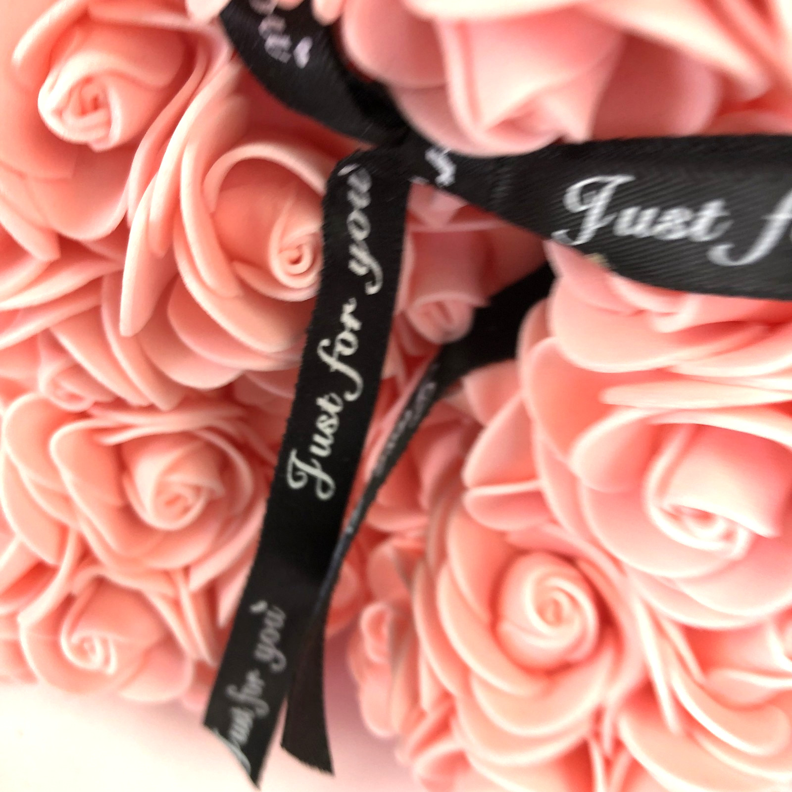 Valentines Day Gift Peach Foam Rose Bear 9.5″ Flower Teddy Decor Birthday Anniv.