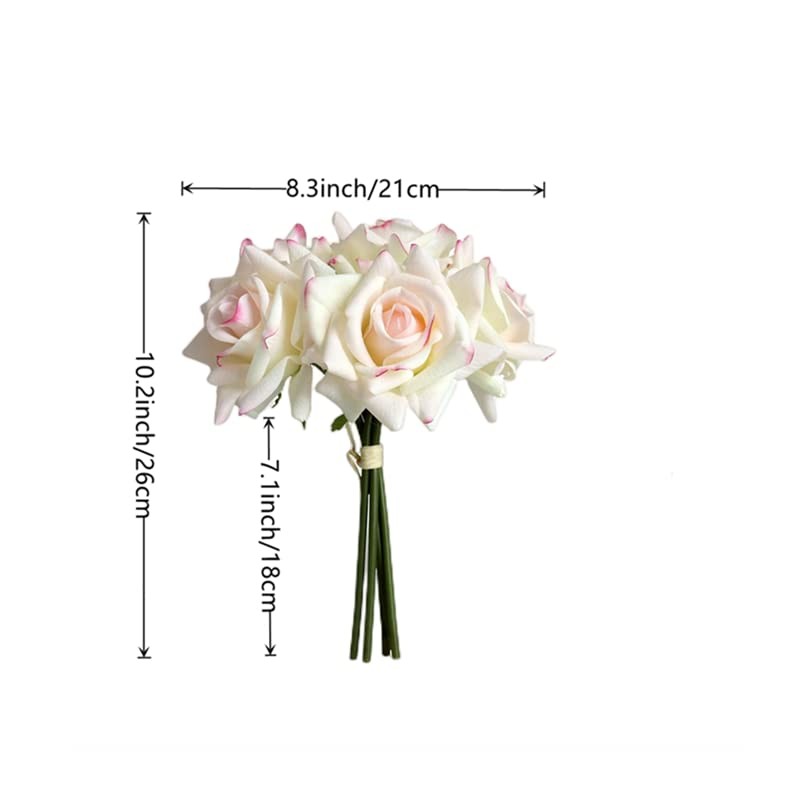 6 pcs Artificial Rose Flowers Real Touch Silk Rose 10.2 inch Single Stem Rose…