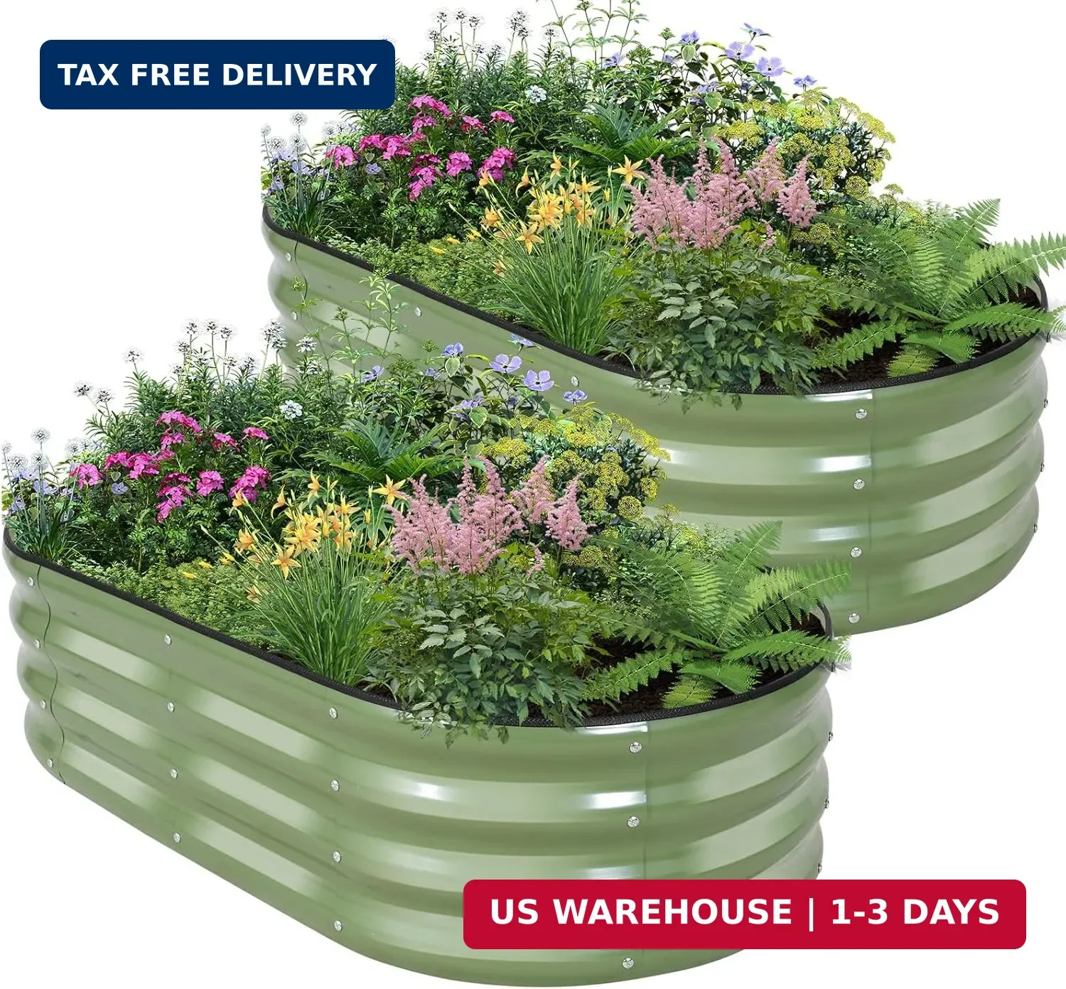 Galvanized Raised Garden Bed – 4×2×1ft (2 Packs) Planter Raised Beds for Gardeni