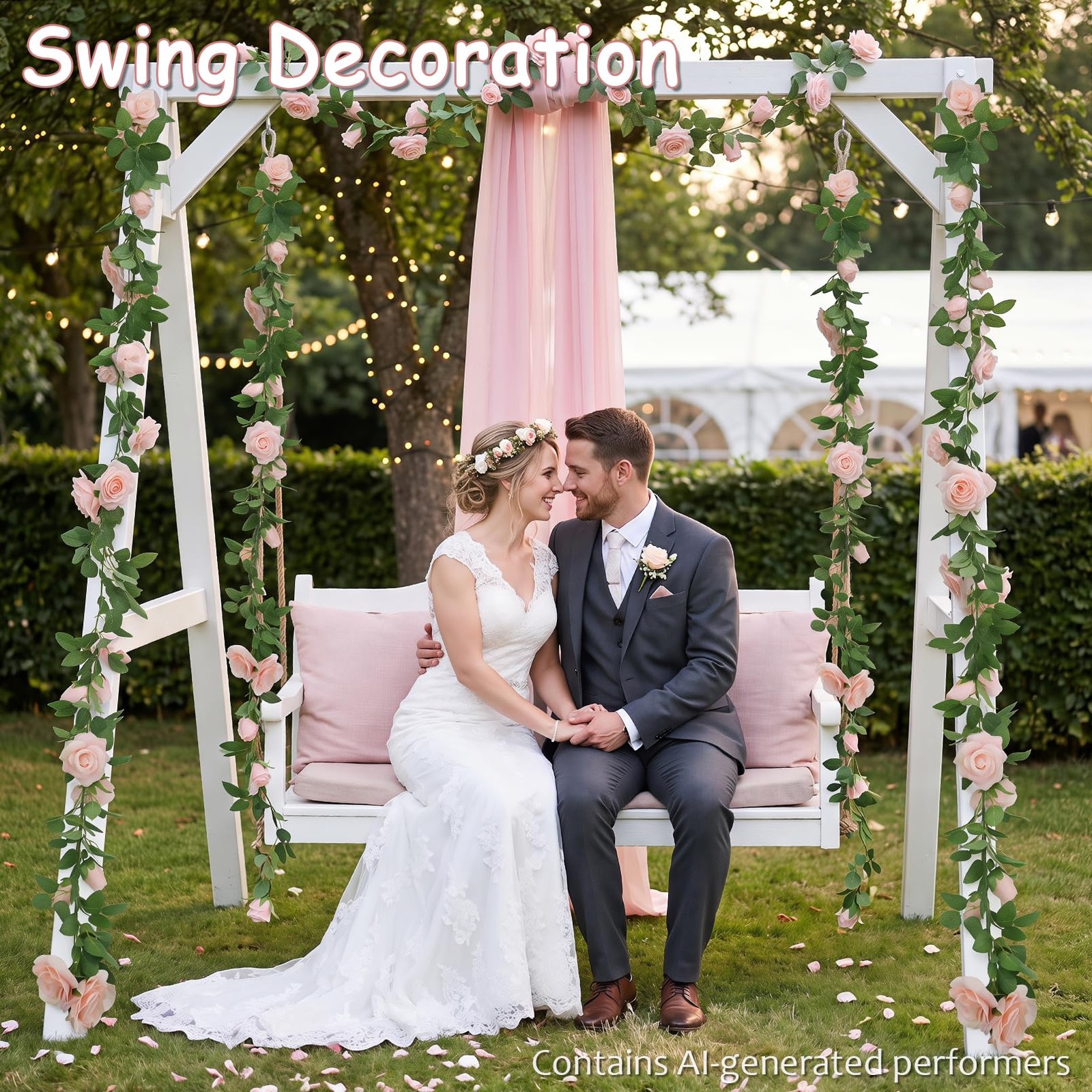 2 Pack Pink Artificial Flower Garland, Each 6.5FT Fake Rose Vines, Hanging Fl…