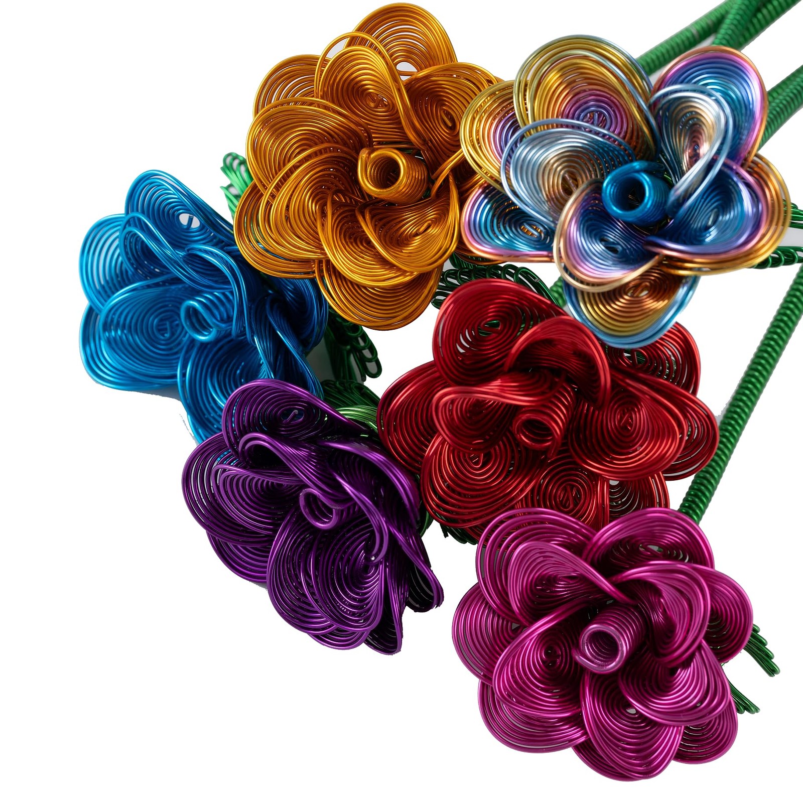 6Pcs YTBBGS Colorful Metal Bouquet Rose Artificial Flowers,Fake Rose with Wat