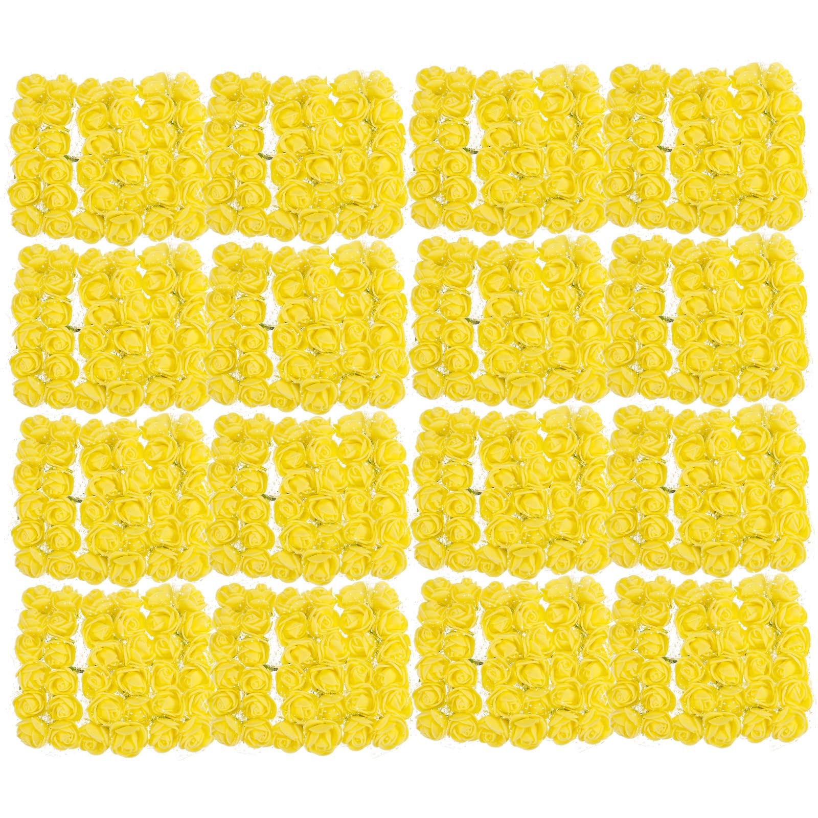 Artificial Rose Flower Heads, Yellow Mini Faux Flowers 0.8 Inch-1 Inch for DI…