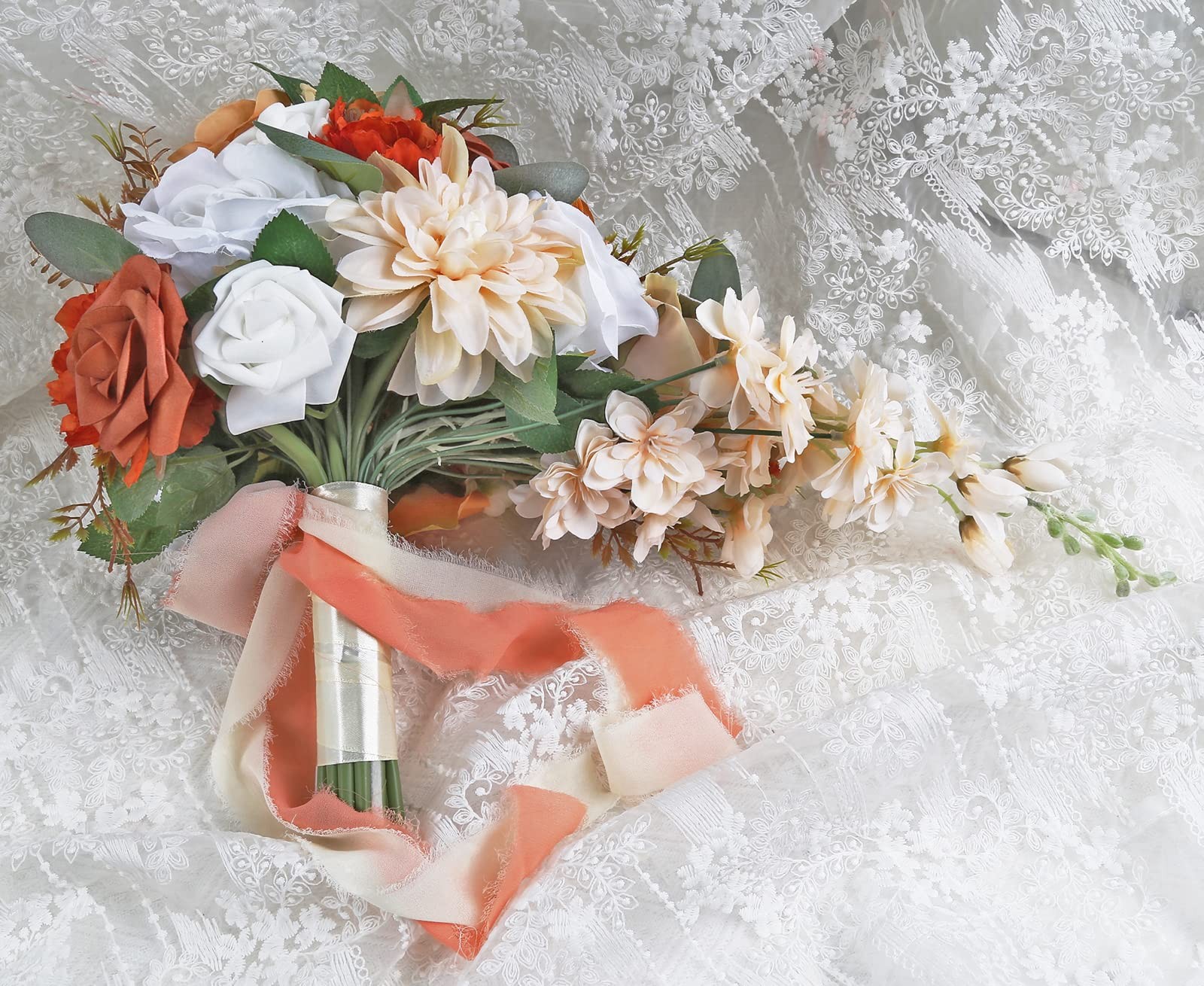 Wedding Bouquet, 11 Inch Terracotta Wedding Decor Artificial Flowers Bridal B…