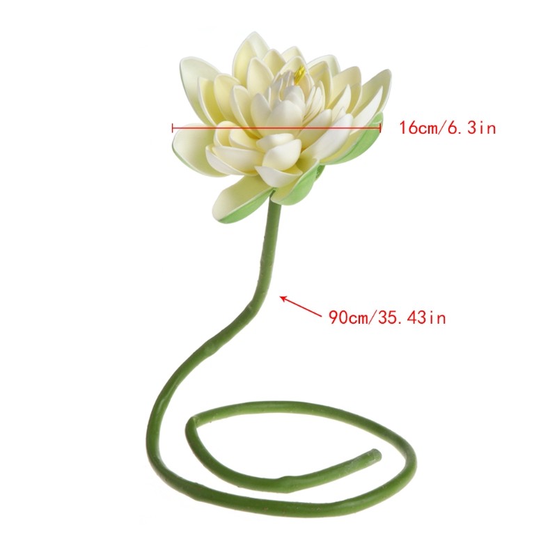 Artificial Fake Flower Lotus Water Lily with Rod Plants Garden Pond Vase Decor