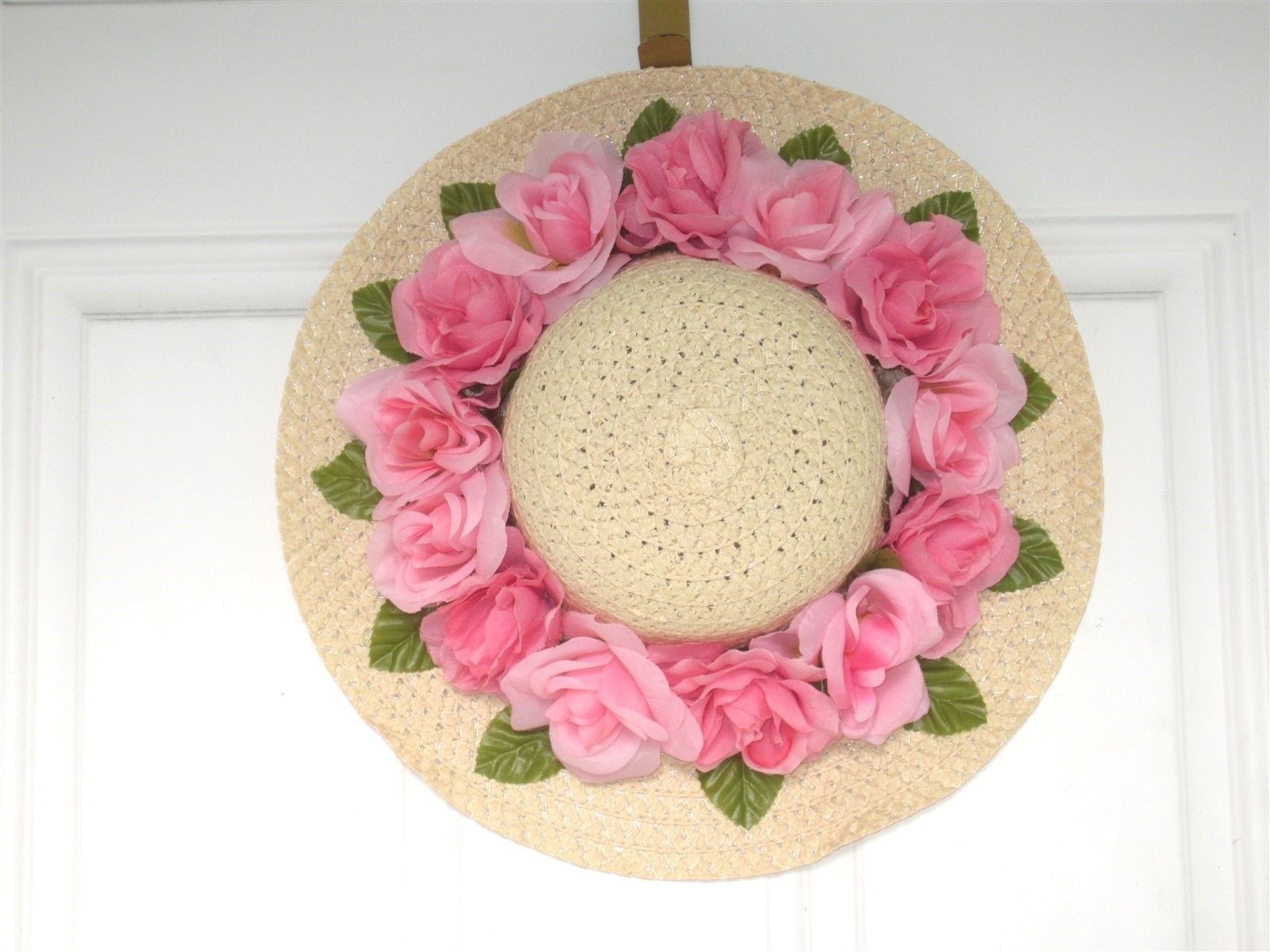 Straw Floral Hat Decor Hanging Wreath Wall Decor Spring