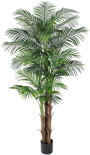 Tall Triple Golden Cane Palm Artificial Tree 7ft, Large Topical Fake Tree wit…