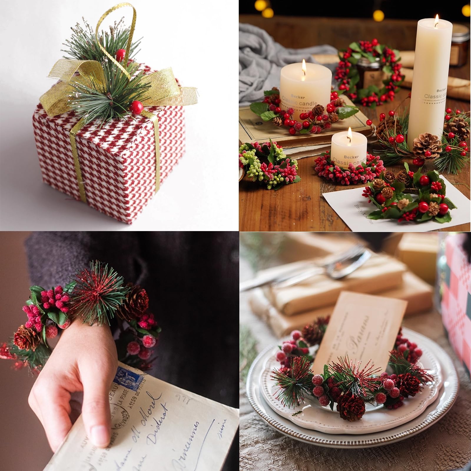 50PCS Artificial Green Pine Needles Branches Fake Small Pine Twigs Stems Ever…