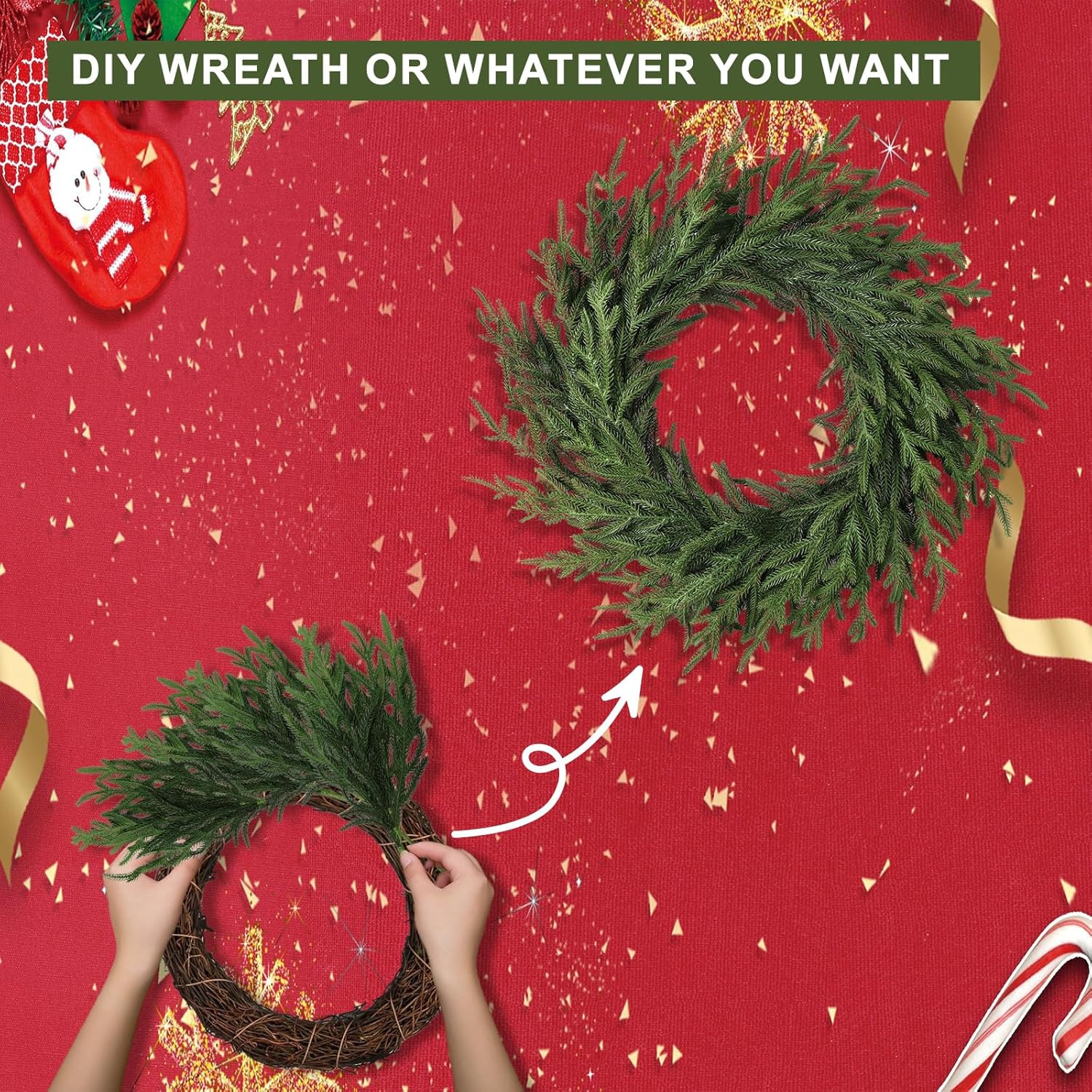 24 Pcs Realistic Bendable Pine Branches for Christmas & Thanksgiving Decor