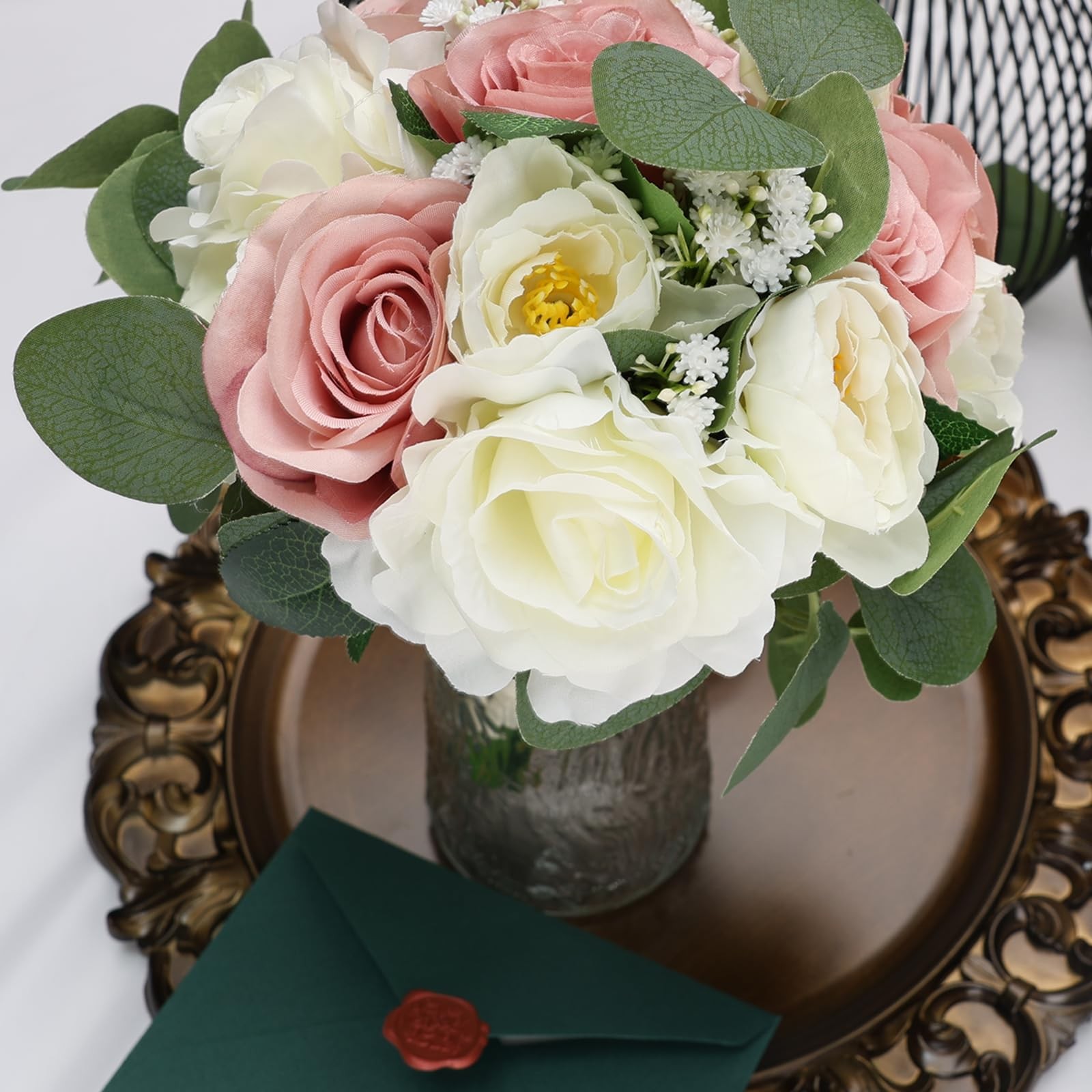 DIYDOFUN Set of 6 Bridesmaid Bouquets, 11 Inch Wedding Bouquets for Bridesmai…