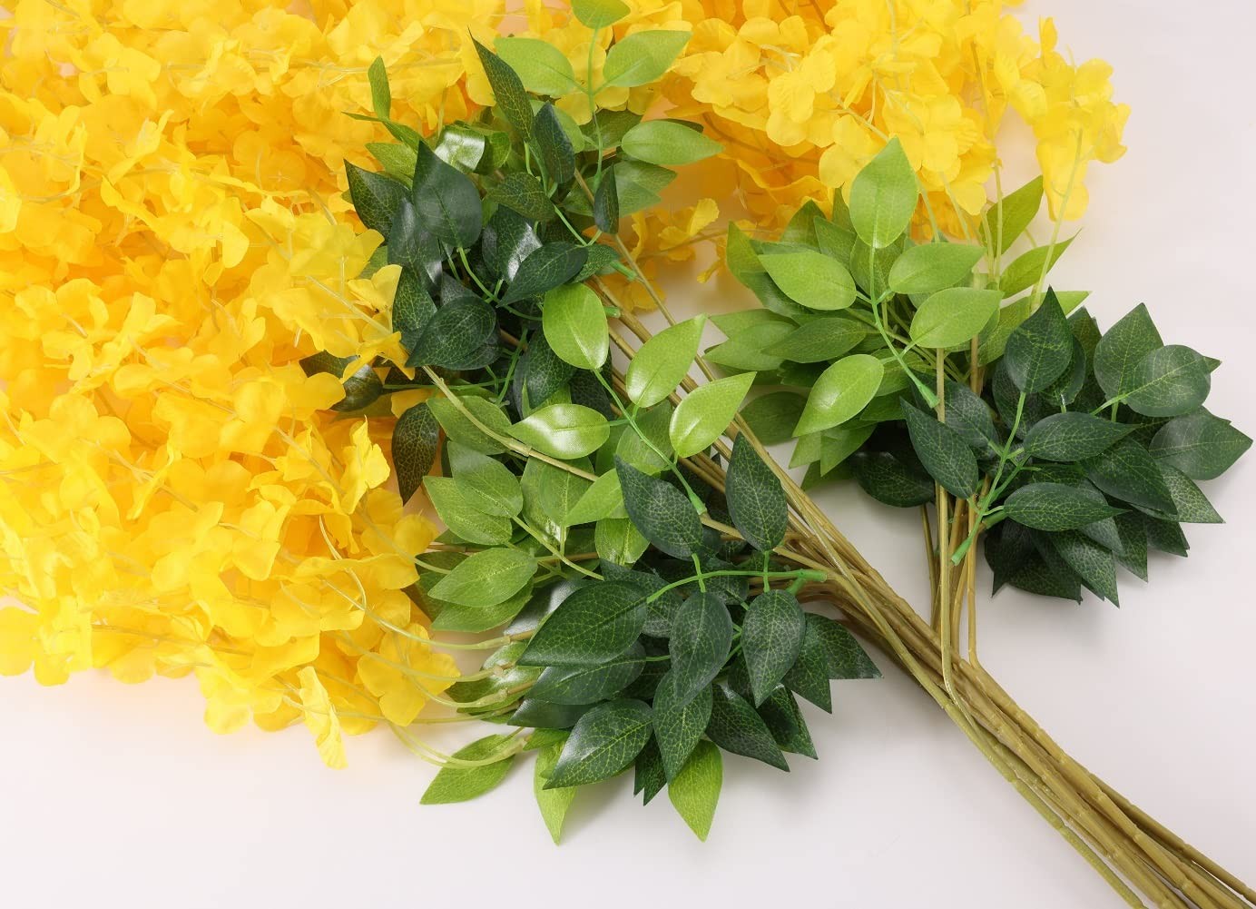 Fermus 24 Pack 3.6ft Artificial Wisteria Hanging Flowers Garland Yellow
