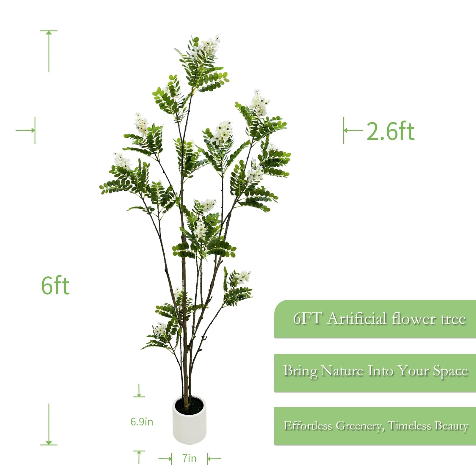 6FT Black Locust Tree, White Flower Plant Indoor Outdoor Decor