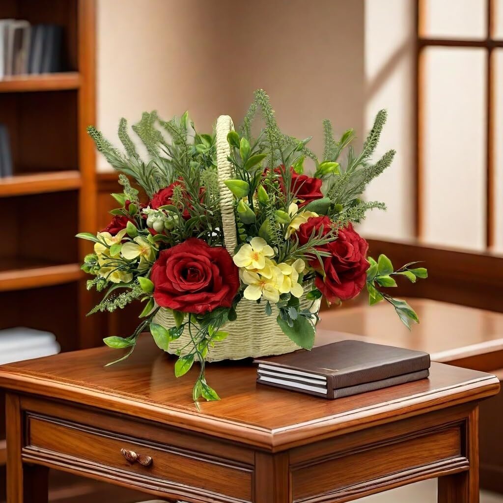 Red Fake Flower Heads 36 Pcs 3.8″ Silk Rose Heads DIY Craft Bouquets