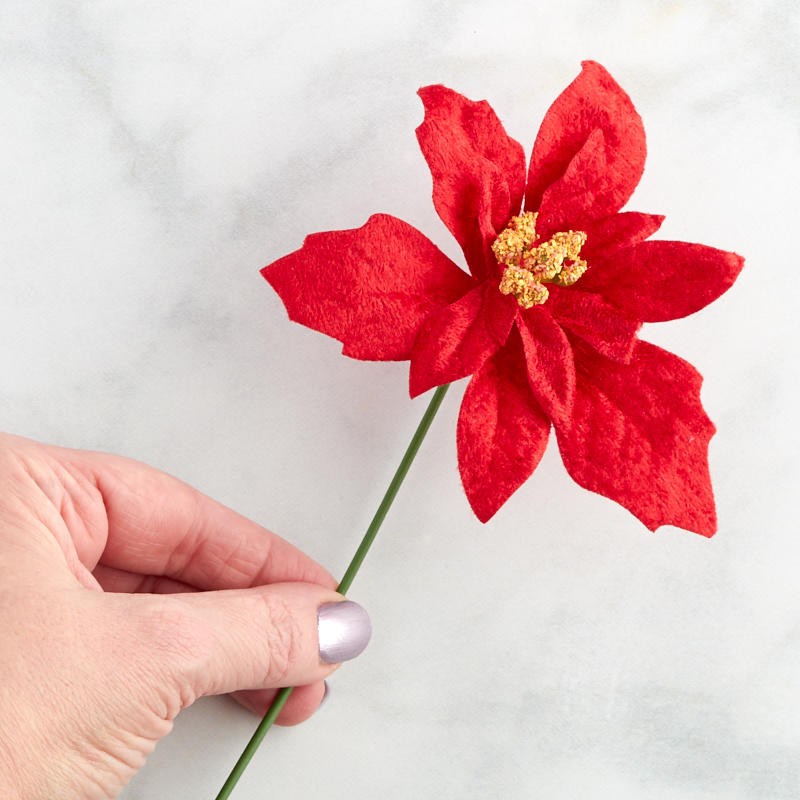 Red Velveteen Artificial Poinsettia Picks | 24 Pieces