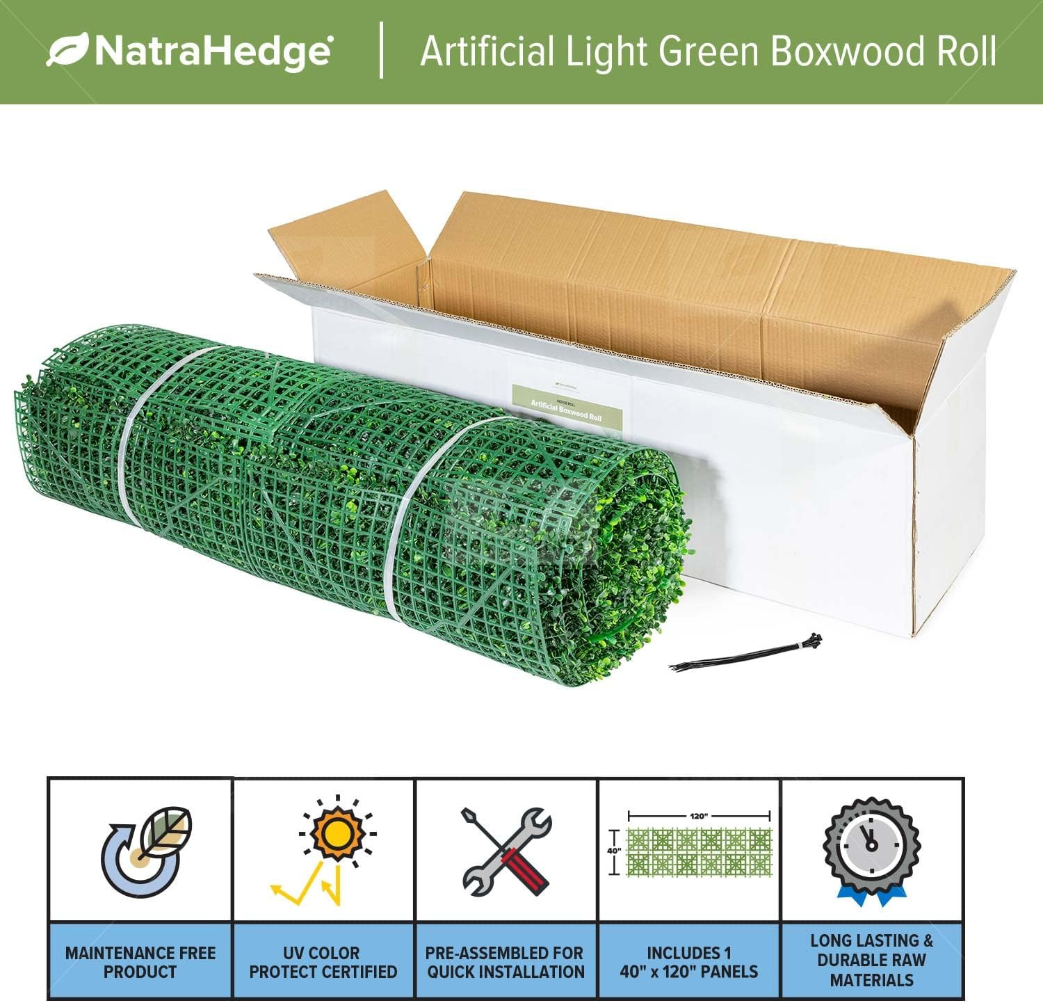 Natrahedge (33Sqft) Artificial Light Green Grass Wall Decor, Hedge Leaf Boxwood