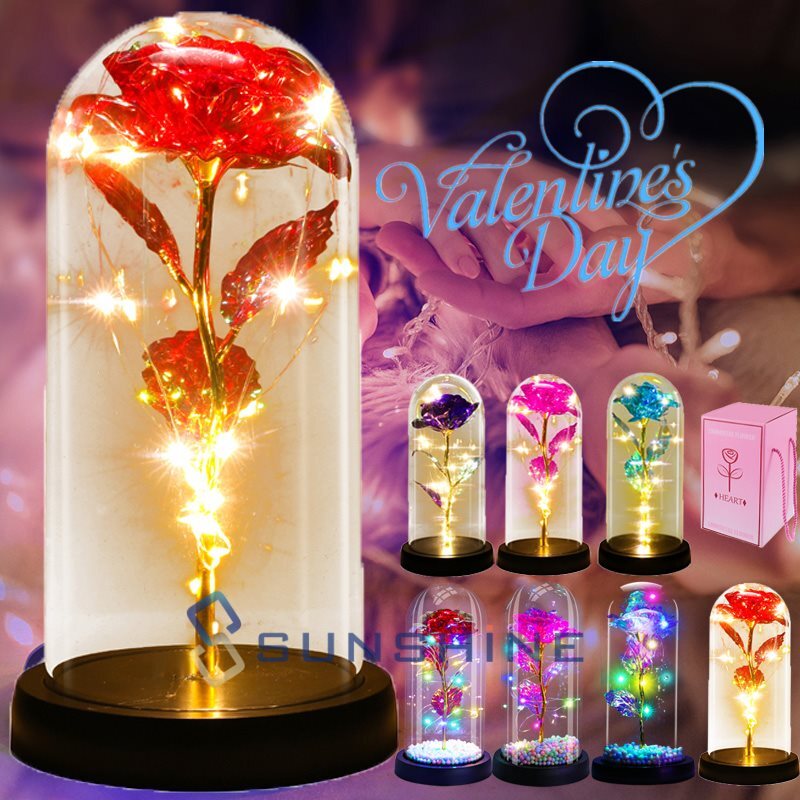 LED Eternal Galaxy Rose in Glass Forever Enchanted Flower Birthday Valentines