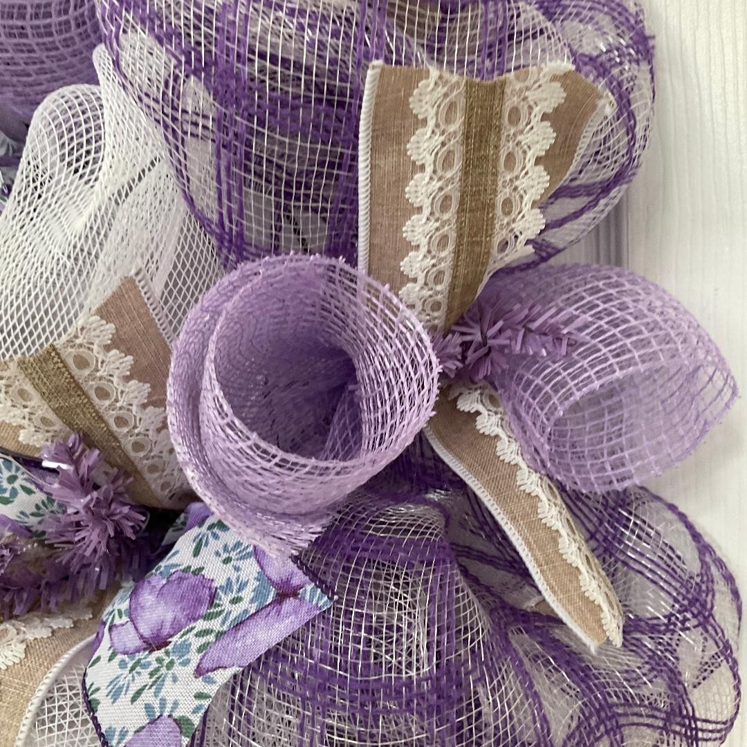 Lavender Welcome Wreath Handmade Deco Mesh 24 inch or 28 inch diameter