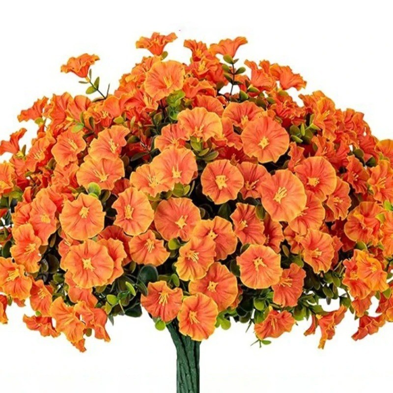 4Bundles Artificial Flowers UV Resistant Outdoor Plants for Garden Pathway