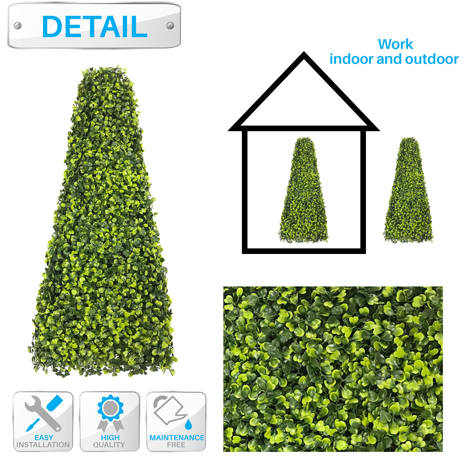 25.6” Artificial Topiary Tree Faux Boxwood Tower Home Garden In/Outdoor Decor