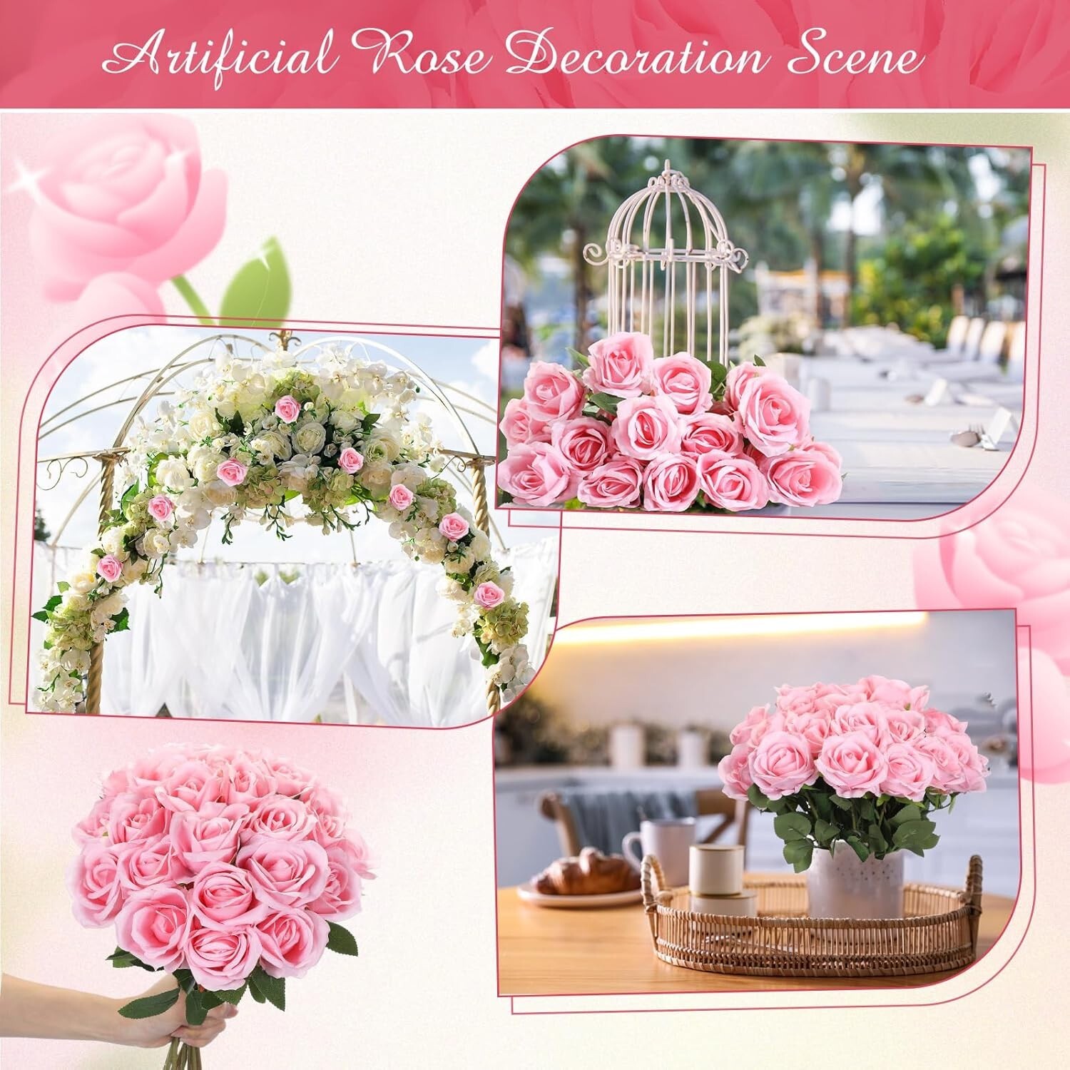 Everlasting Beauty with 200 Artificial Silk Roses – Perfect for Any Occasion