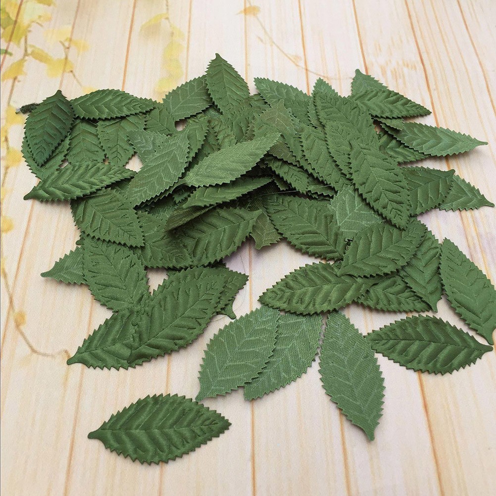 100Pcs DIY Accessories Reusable Green Artificial Silk Leaves for Wedding Decor