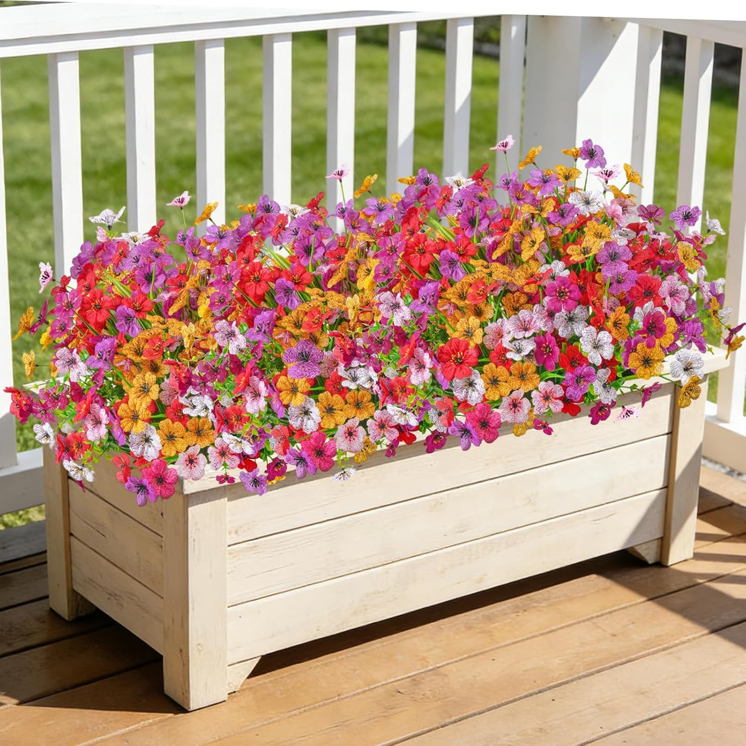 24 Bundles Artificial Flowers for Outdoor Decoration, Fake Flowers No Fade UV Re
