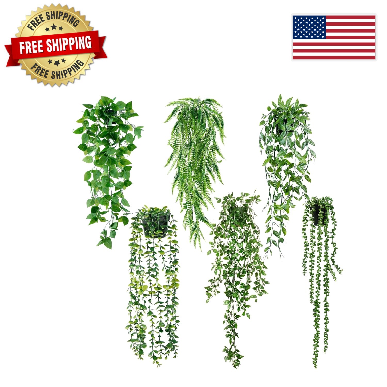 Diverse 6-Pack Fake Plants for Immediate Elegance in Any Room – UV Protected