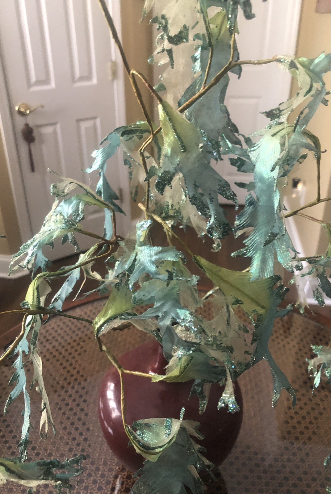Set of 3 UNIQUE LIME AQUA IRIDESCENT SEAWEED WIRED SPRAY STEM VASE DECORATION