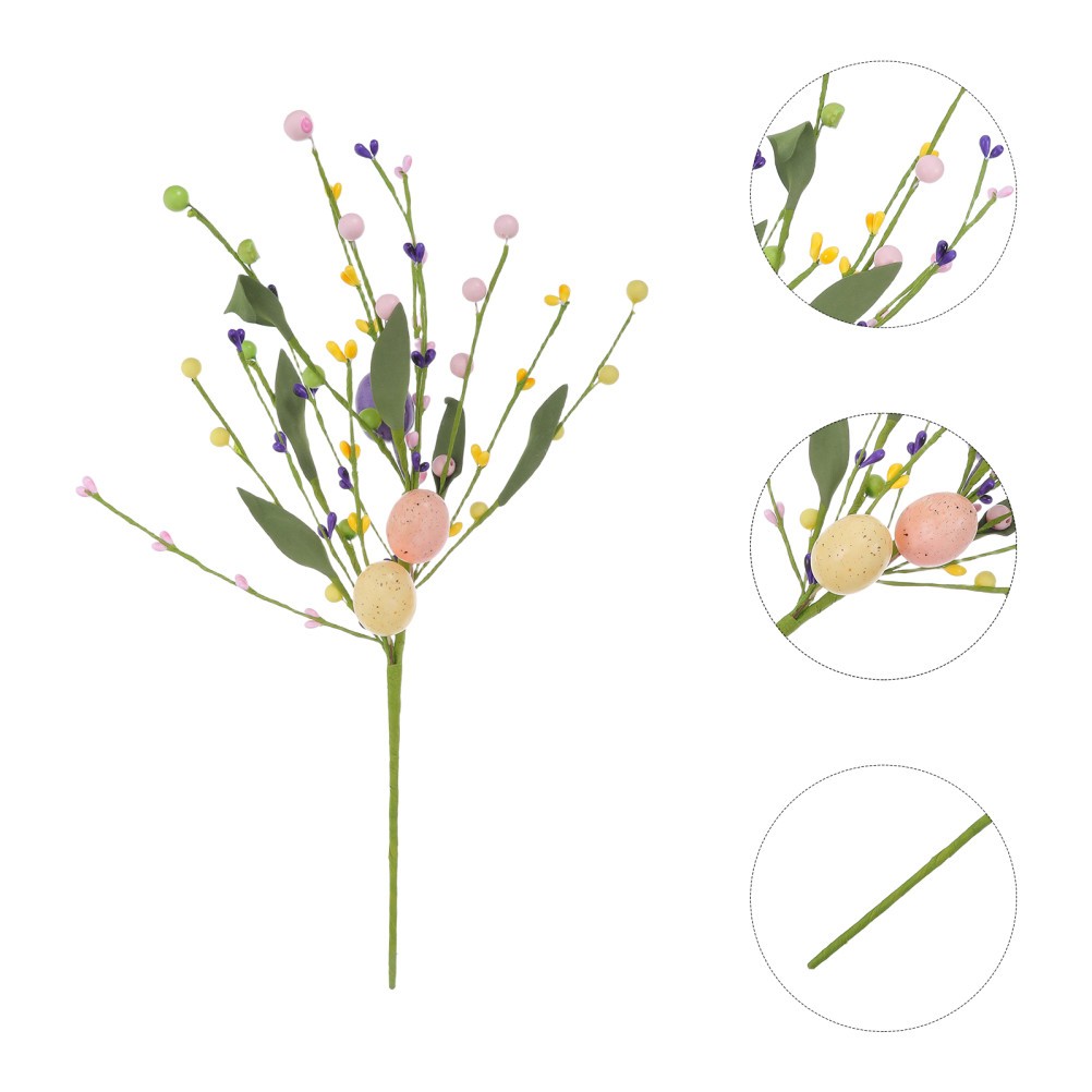 3 PCS Artificial Flower Sticks Centerpiece Props Easter Egg Picks