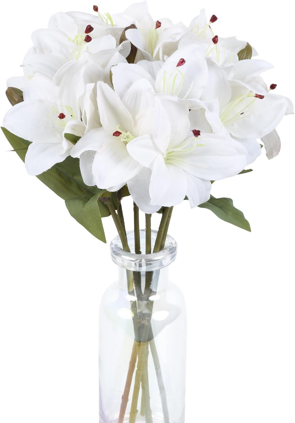 6 PCS White Lily Flowers Artificial 18Heads Fake Lillies 18” Artificial White