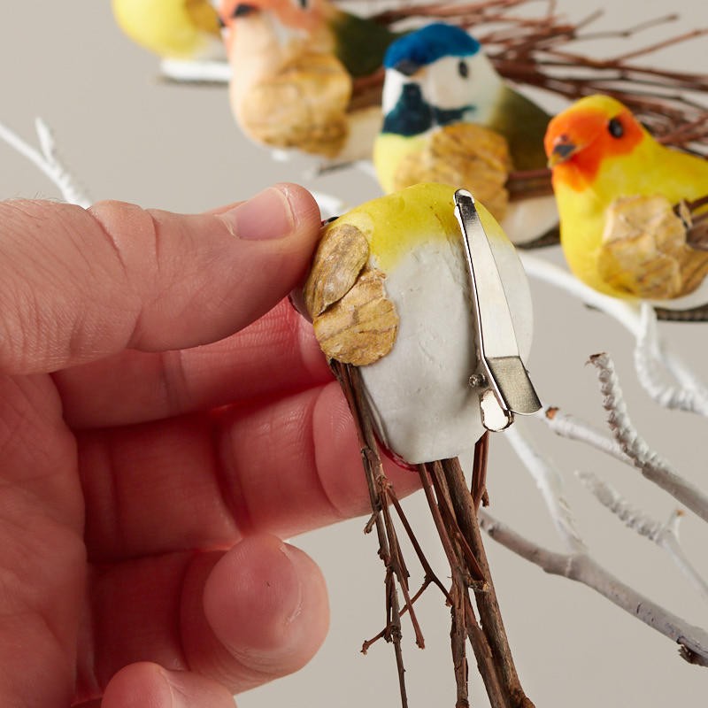 Bulk Package of 12 Natural Twig 3-3/4″ Mushroom Birds with Alligator Clips