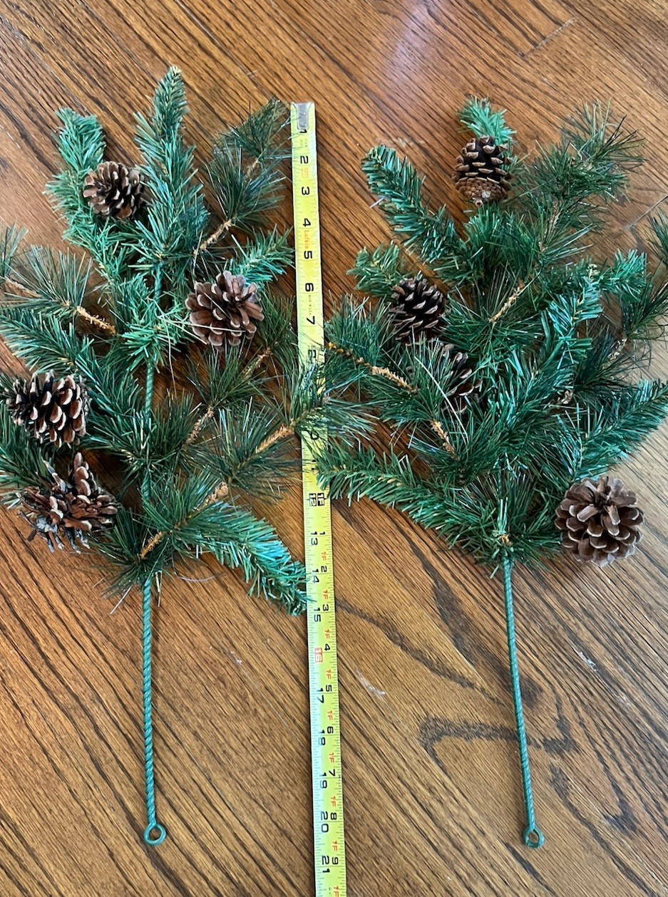 6 Pieces Artificial Pine Sprays with Pinecone Accents 20” Long