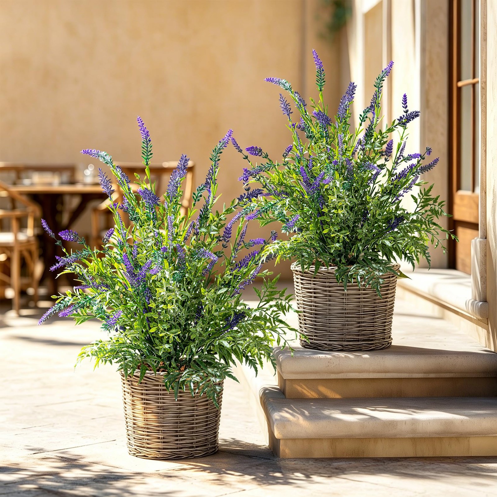 2 Pack Artificial Lavender Plants in Pots Artificial Potted Plants Fake Flowe…