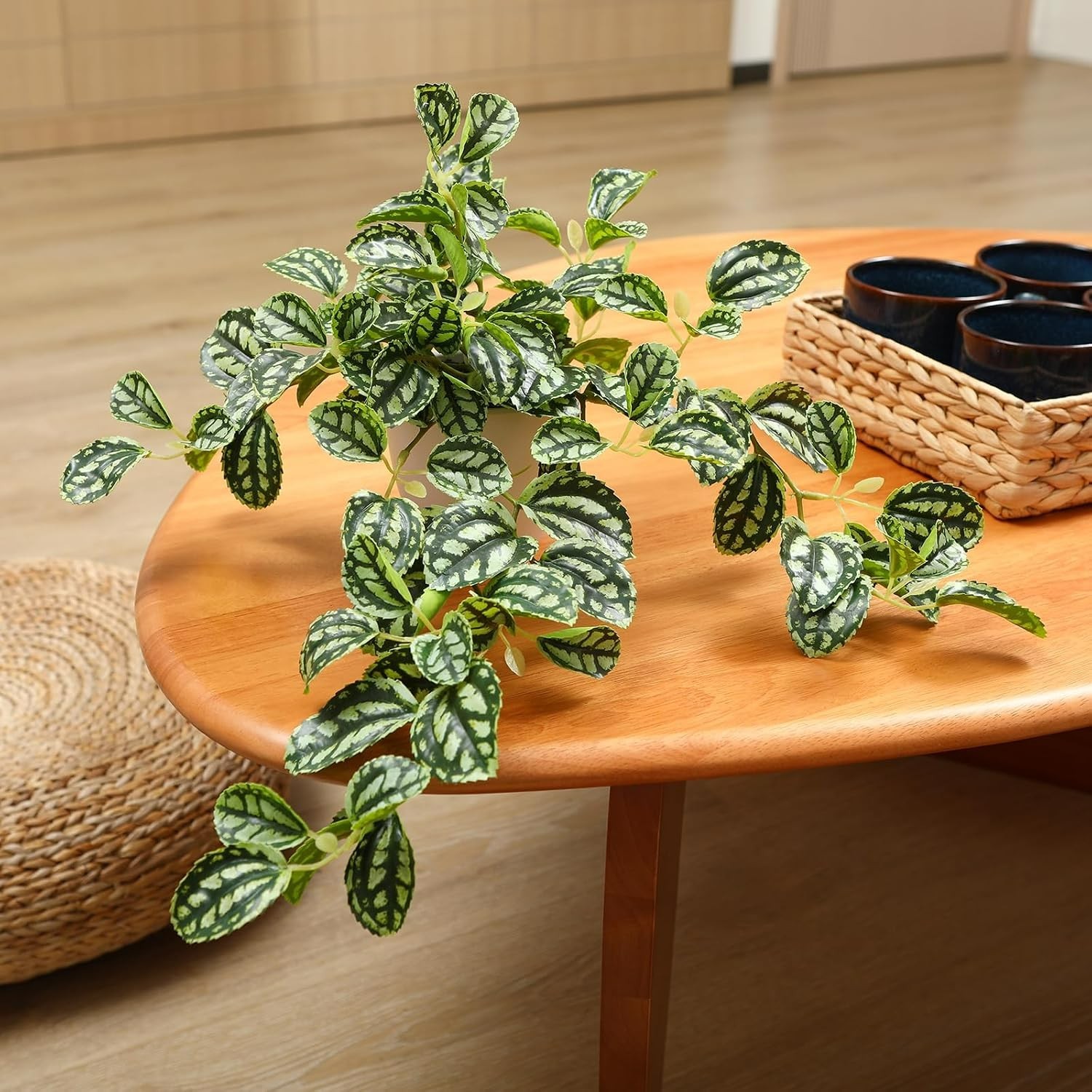 15-Inch Realistic Faux Hanging Plant in Elegant Gold Pot for Indoor & Outdoor