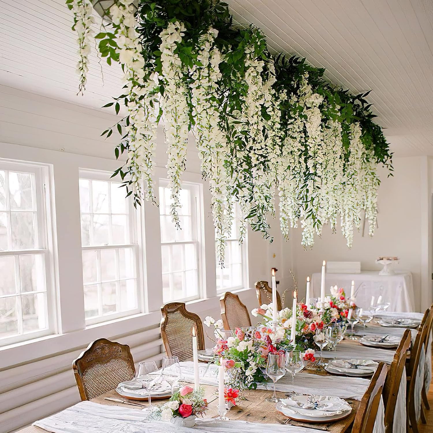 2 Pcs Wisteria Hanging Flowers Wisteria Flowers Vine Garland Wedding Arch Decora
