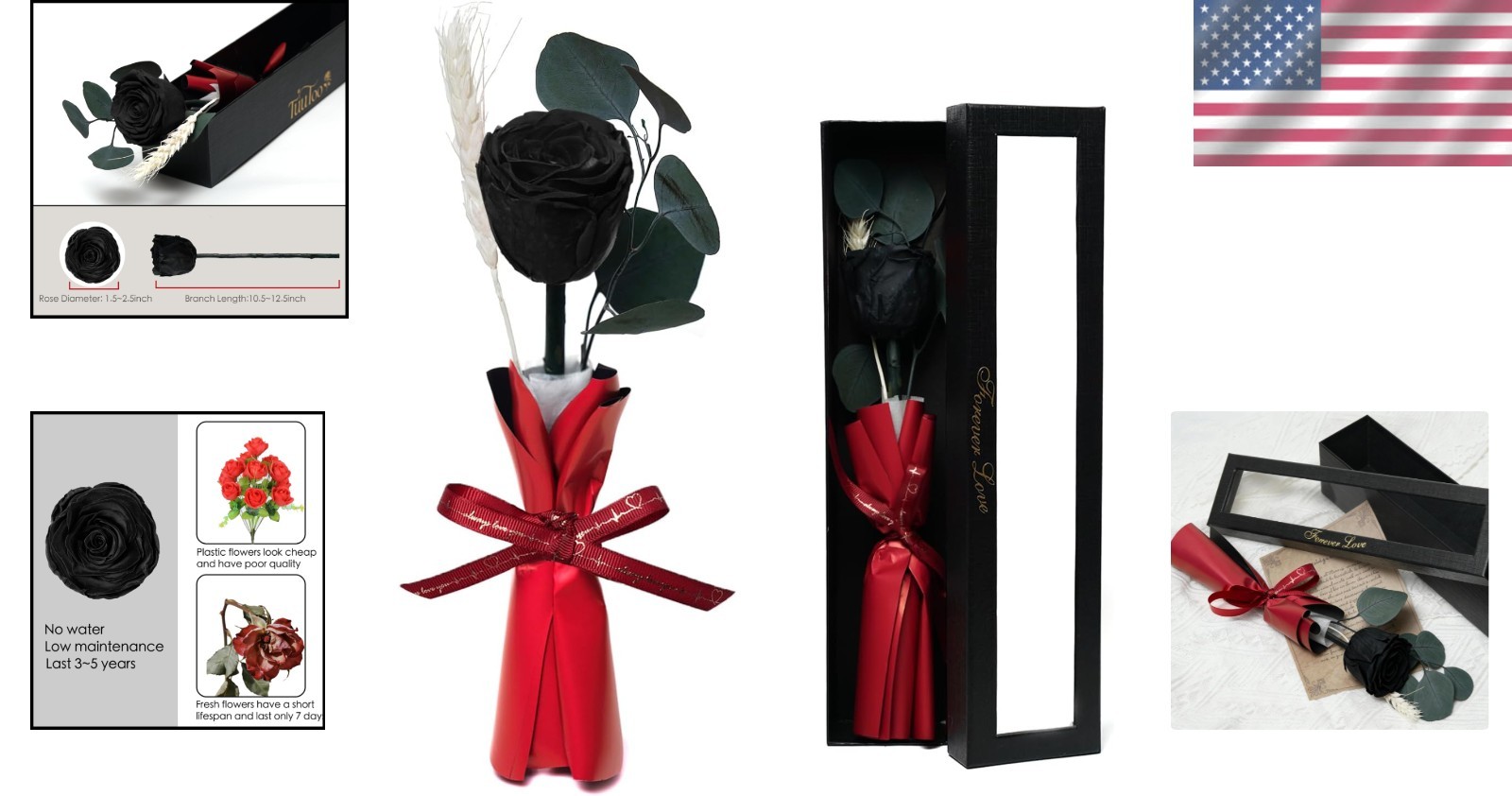 Delicate Black Preserved Roses Gift Box – Perfect for Anniversaries & Birthdays