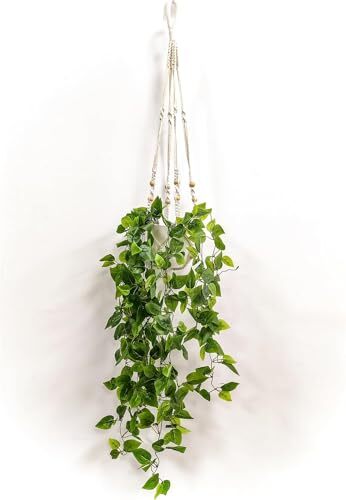 Fake Hanging Plants Artificial Plants for Home Decor Macrame Fake Plants NO LED