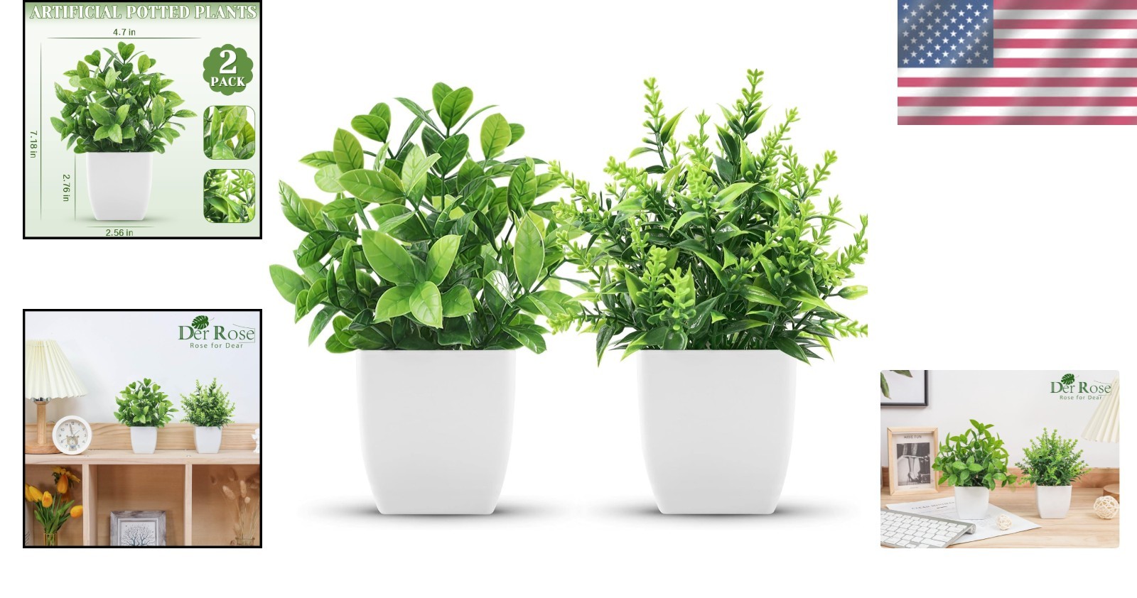 Elegant 2 Pack Faux Eucalyptus Plants in White Pots for Home & Office Decor