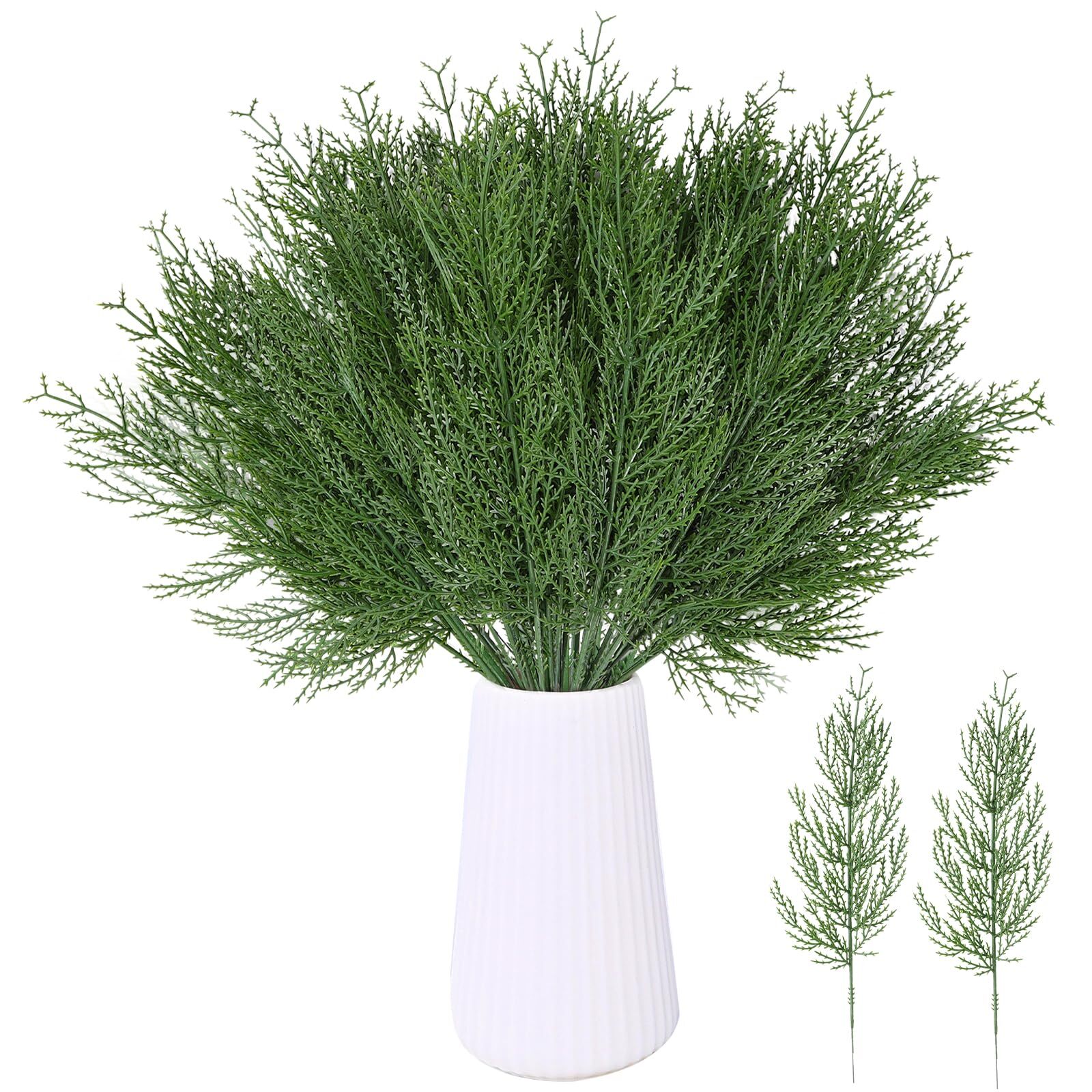 50 PCS Artificial Pine Branches Christmas Faux Pine Greenery Stems Fake Pine